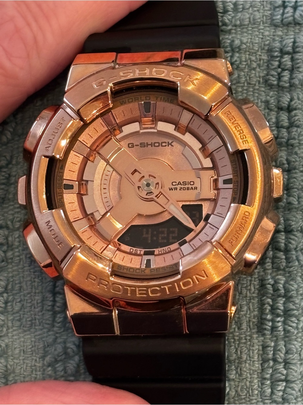 Casio Rose Gold-Tone Analog-Digital Sport Watch with Black Strap
